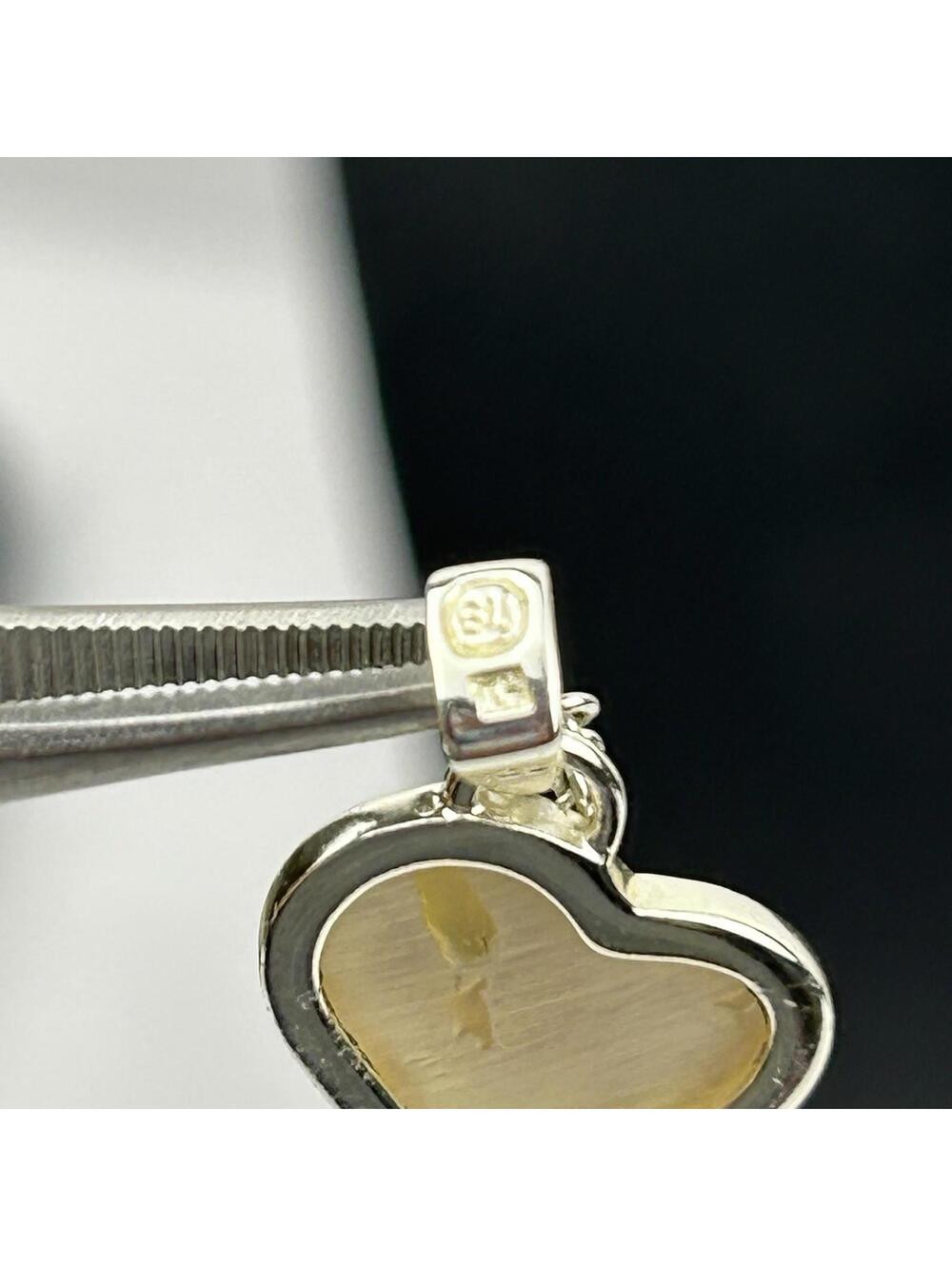 Vintage SD 925 Sterling Silver Mother of Pearl Heart Pendant Necklace White MOP - Picture 9 of 16